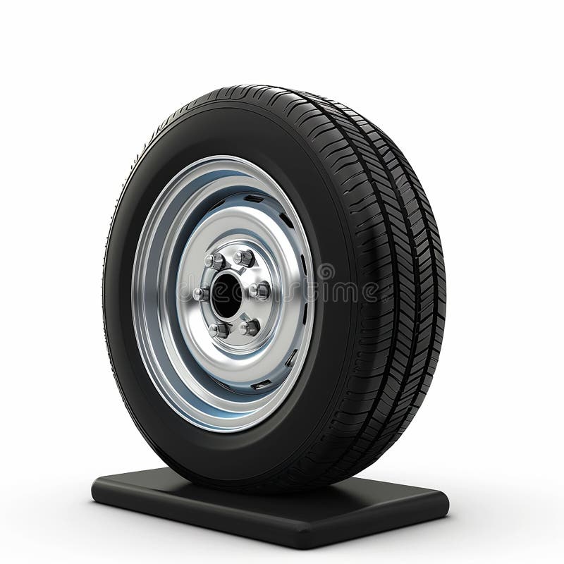 Car wheel balanced on a white background royalty free illustration