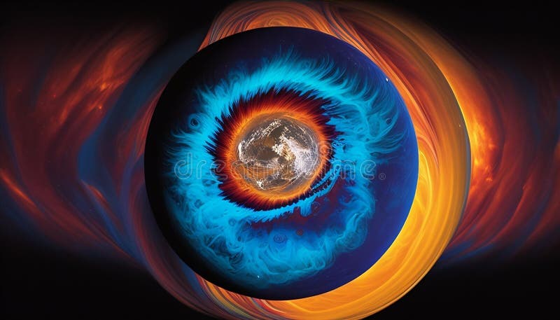 Earthen Aura: A Captivating View of the Planet\'s Magnetic Field, Made with Generative AI royalty free illustration