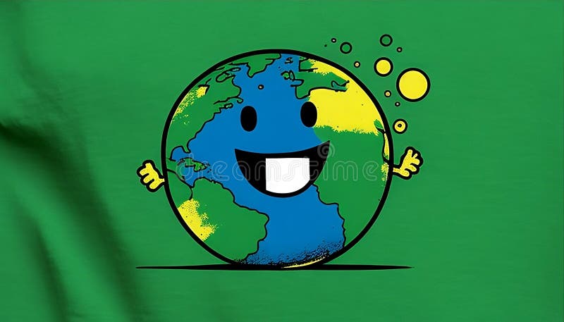 Smiling Earth with Tiny Arm Logo, Made with Generative AI royalty free illustration