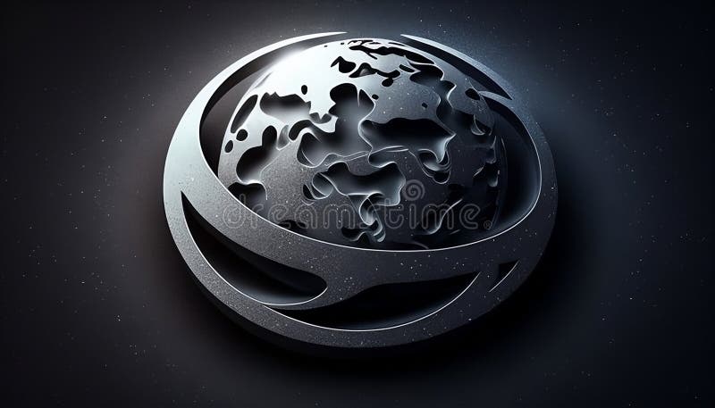 \'Minimalist 3D Earth Logo on a Galactic Background\' Made with Generative AI stock illustration