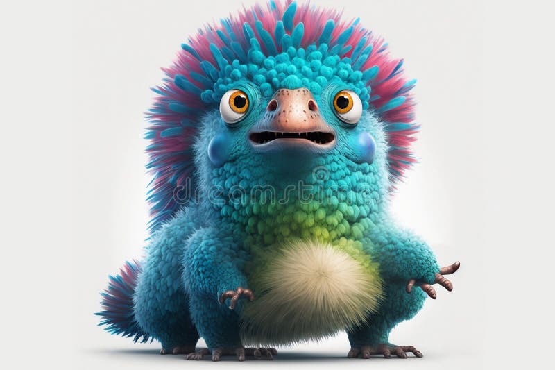 Funny Fluffy Dinosaur Creature Isolated Stock Illustration Illustration of fluffy