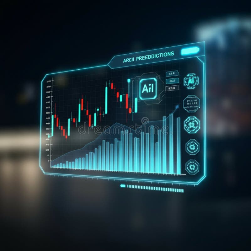 AI-Generated Image: Futuristic Hologram with Digital Patterns stock illustration