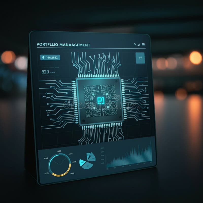 AI-Generated Image: Futuristic Hologram with Digital Patterns stock illustration