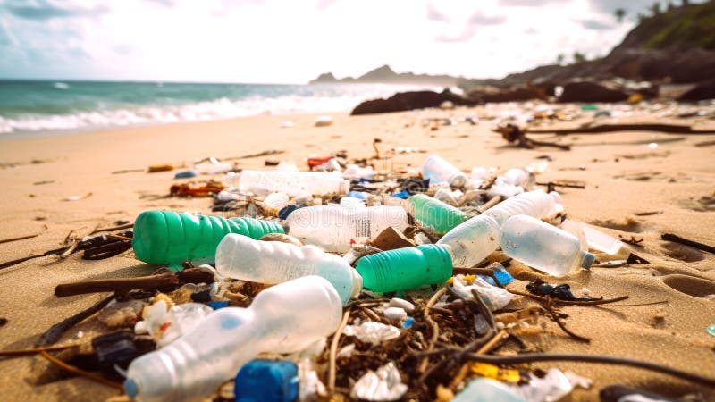 Large Amount of Plastic Trash Washed Up on the Beach. Plastic Waste ...