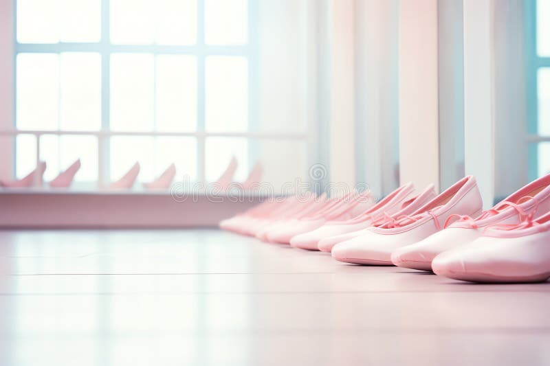 Pink Ballet Slippers in a Dance Studio, pink life royalty free illustration