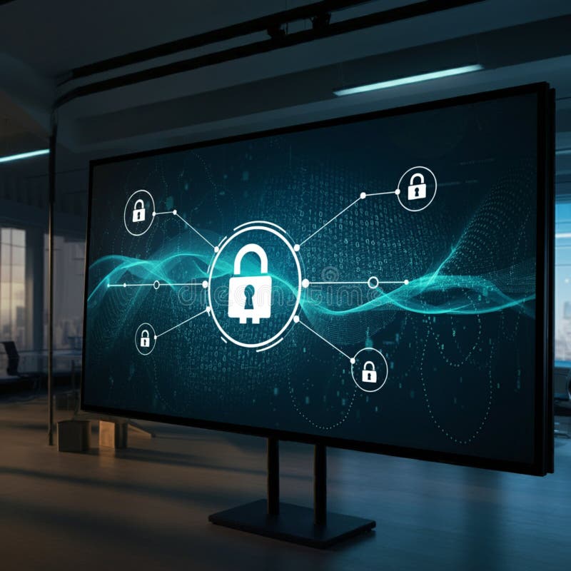 AI-Generated Image: Futuristic Hologram with Digital Patterns stock illustration