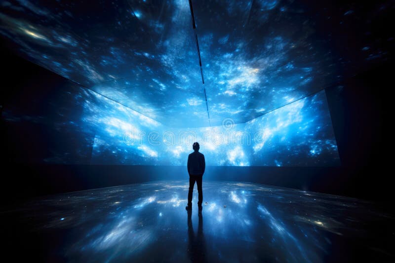 Silhouette of a man standing in front of a tunnel royalty free illustration