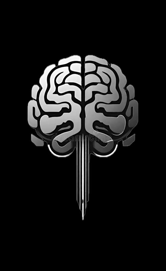 Image of Stylized Human Brain in Grayscale � Vector Logo Design for Psychology or Mental Health. Cartoon neurologist vectors