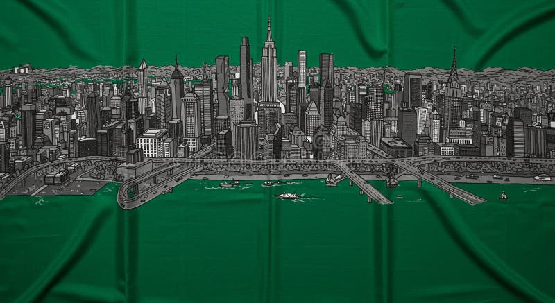 AI-generated image of an urban cityscape featuring a dense arrangement of stock illustration