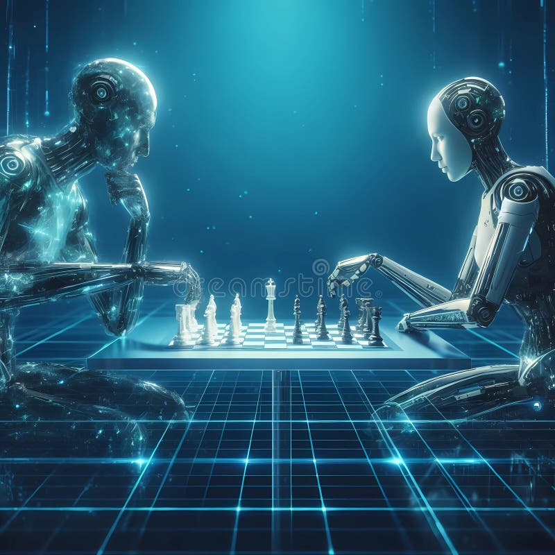 cyber chess success with technology Generative Art Stock Illustration