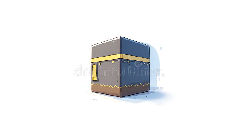 AI-Generated Kaaba. This stylized 3D rendering of the Kaaba, generated by AI, showcases the iconic structure s design. The simple, clean background highlights the intricate details and symbolic importance of Islam s holiest site. Perfect for religious education or design projects.
