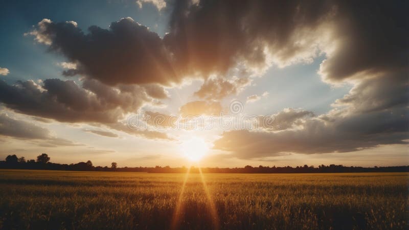 Majestic Sun Rays Piercing Through Dramatic Clouds. stock photography