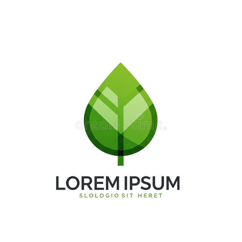 AI-generated minimalist green leaf icon design with variations on a white background. stock illustration