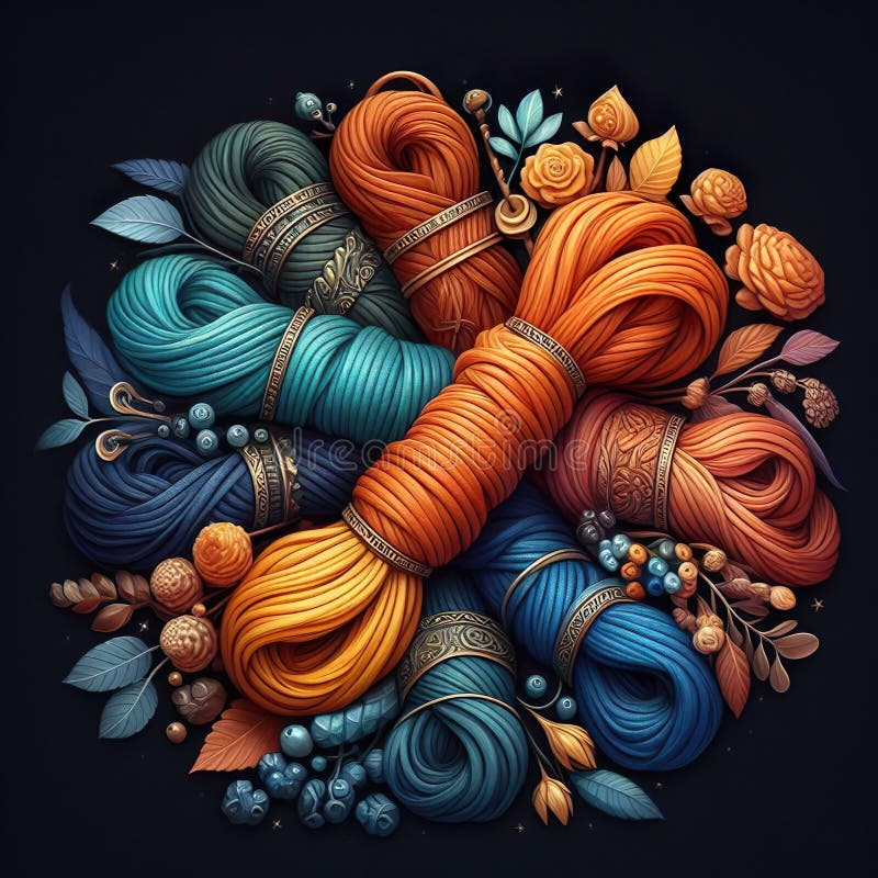 Bundle of colored ropes, square picture royalty free stock photography