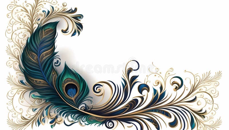 Peacock Feather Decor Made With Generative AI Stock Illustration   Ai Generated Stunning Image Features Beautiful Peacock Feather Design Set Against Blank White Background Created Entirely 274257264 