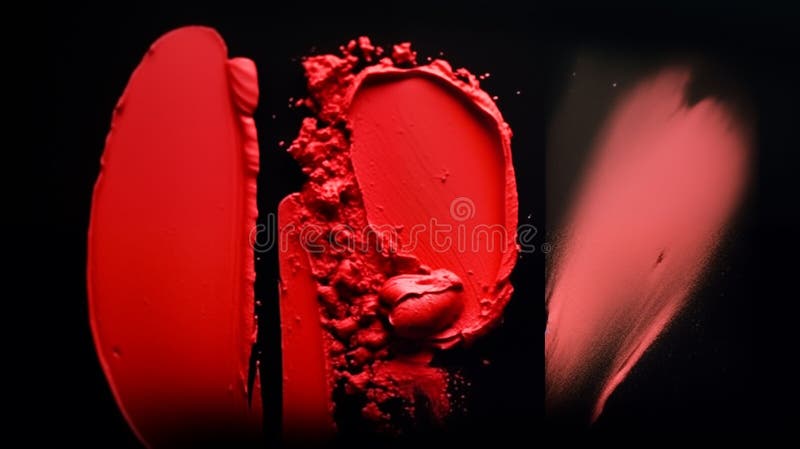 AI-generated three pieces of red lipstick, the same shade of deep pink vector illustration