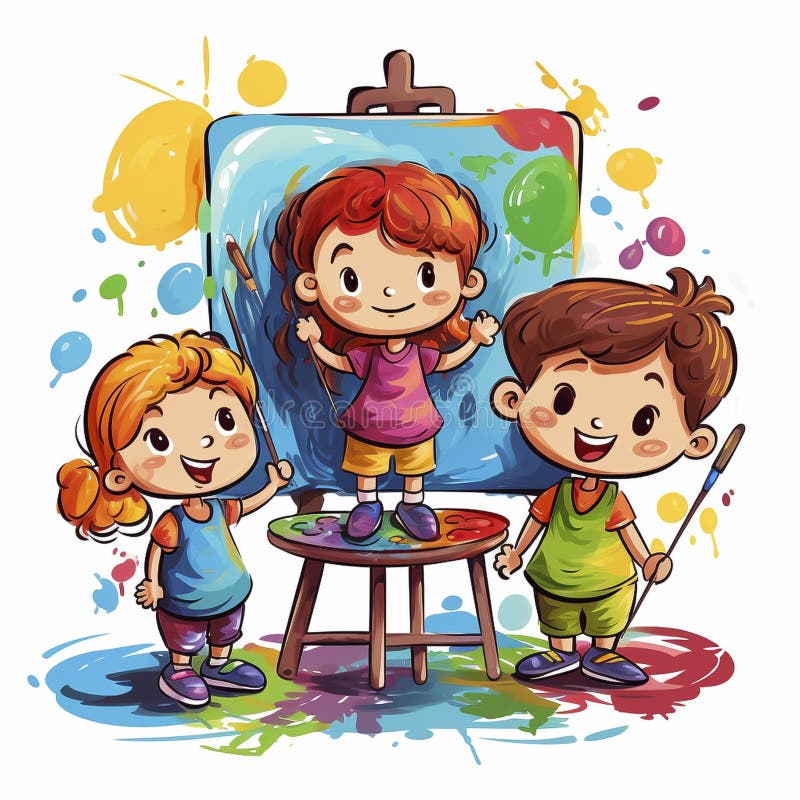 130+ Thousand Children Painting Cartoon Royalty-Free Images, Stock
