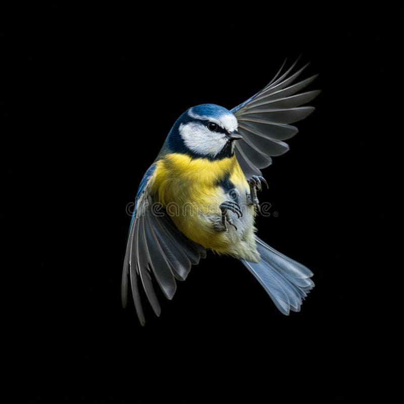 Blue and Yellow Bird in Flight vector illustration