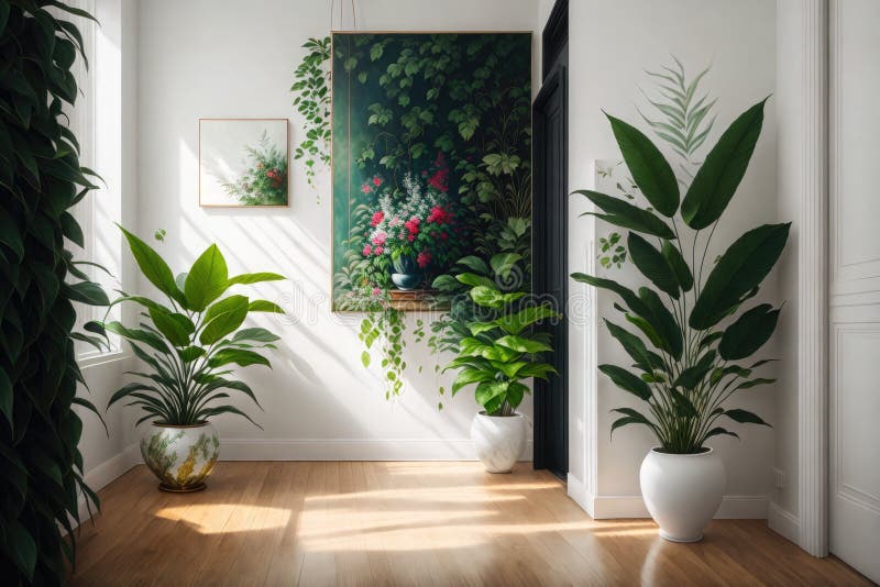 A Large Painting Hanging on a Wall in a Room by AI Generated Stock