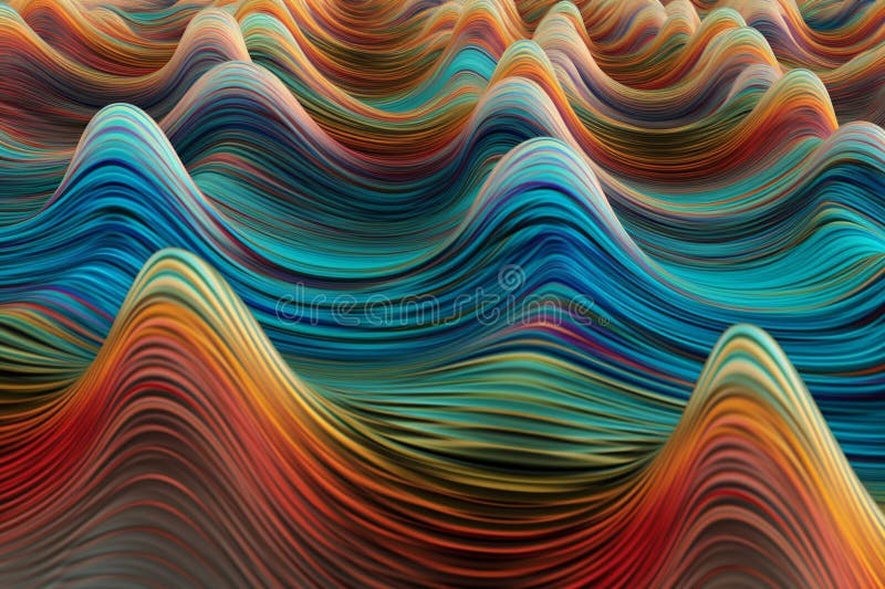 Ai generativ 3d återger abstrakt, färglös bakgrund med vågiga linjer och vågor vektor illustrationer