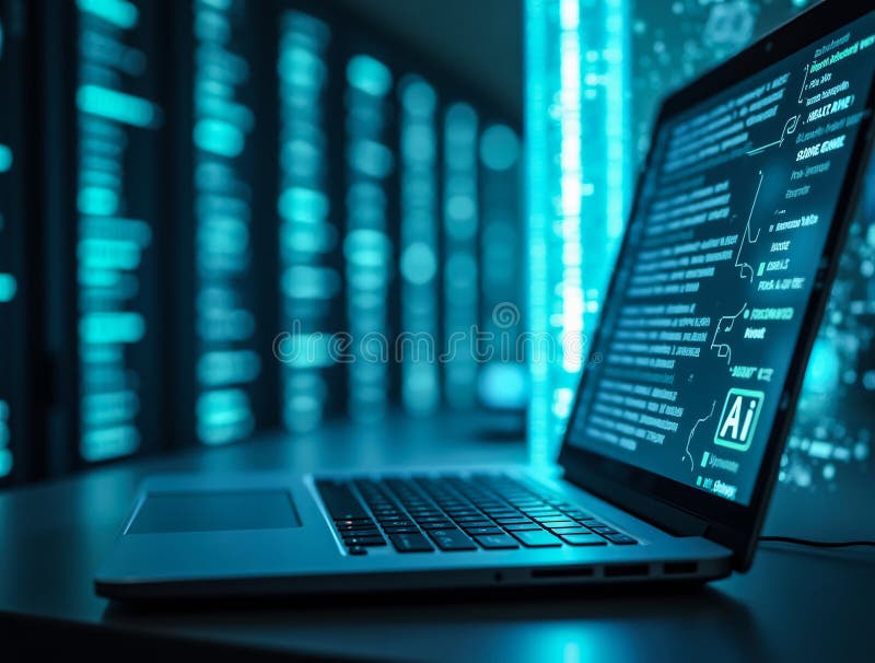 Ai generative Artificial Intelligence Technologie Big Data. Globalisierungs- und Analysemanagementkonzepte lizenzfreie abbildung
