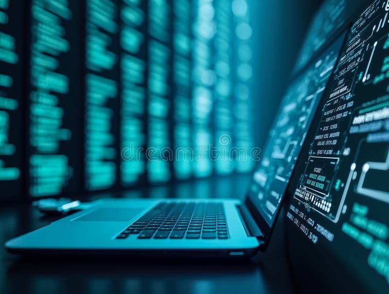 Ai generative Artificial Intelligence Technologie Big Data. Globalisierungs- und Analysemanagementkonzepte stock abbildung