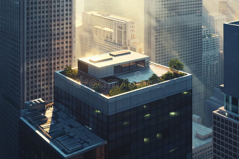 Ai Generative House on Top of Skyscraper Stock Illustration ...