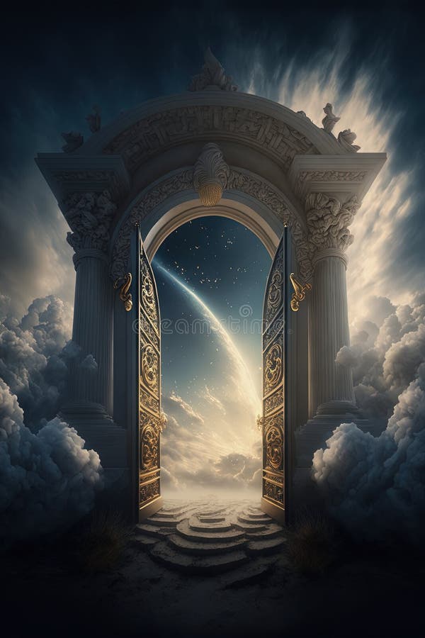 Gate To Heaven Designed by Midjourney Ai Stock Illustration