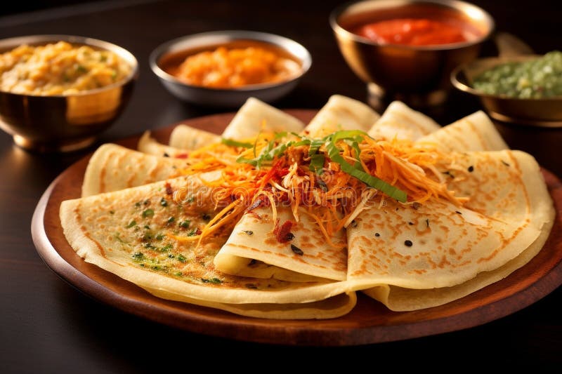 Dosa - South Indian Dish stock illustration. Illustration of onion
