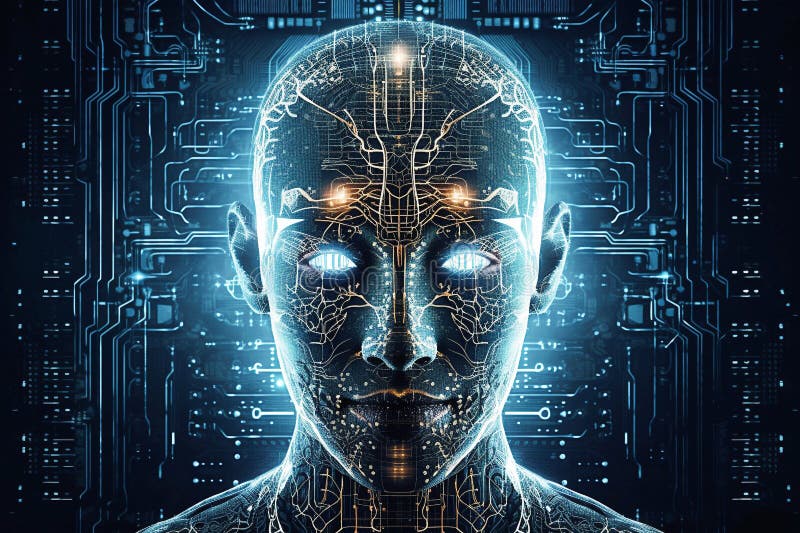 Ai generativ. tehnologie de inteligență artificială royalty free illustration