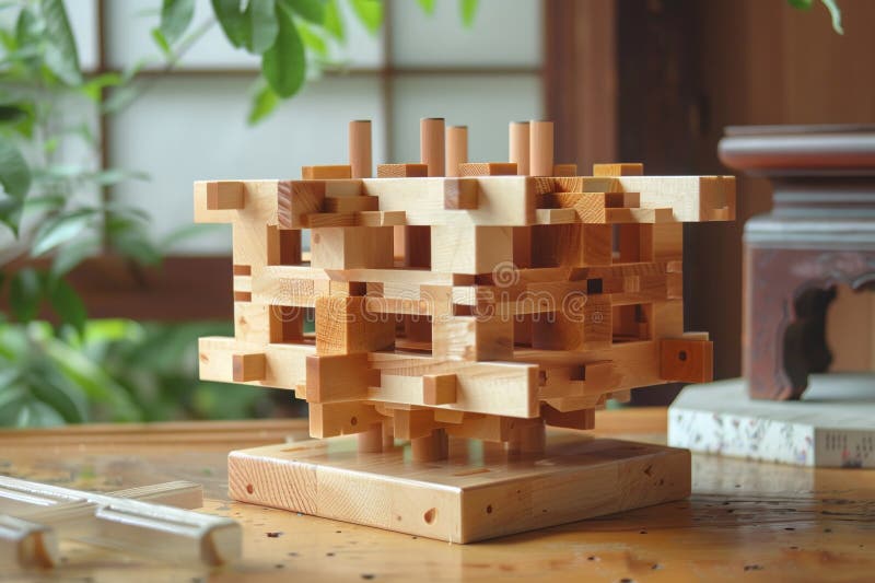 Ai generative Japanese Carpenter Wood Joint vector illustration