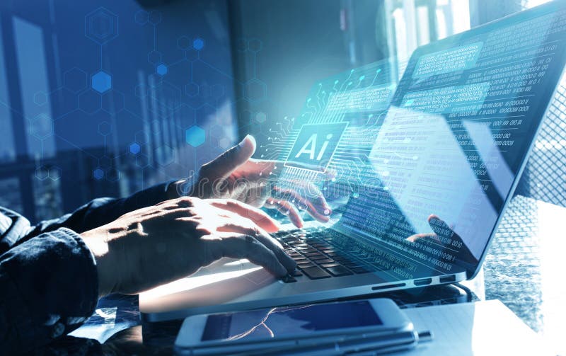 Ai generative künstlichen Intelligenztechnologie für Arbeitsleistungsglobalisierung und Analytik-Management stock abbildung