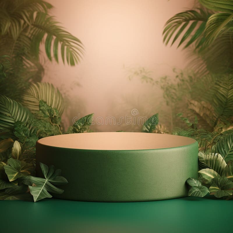 AI Generative Naturel product display background stage with blank podium pedestal royalty free illustration