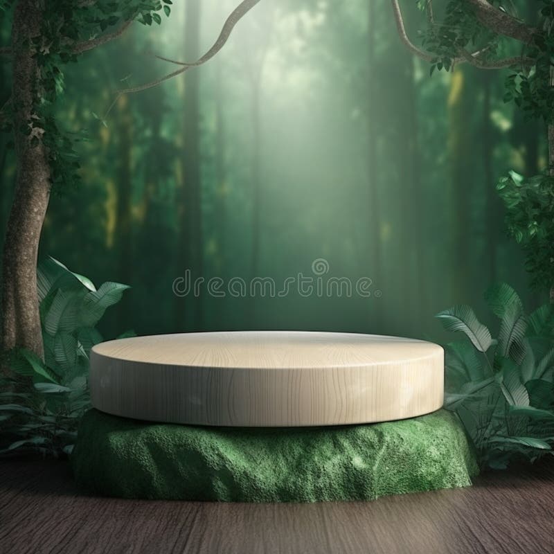 AI Generative Naturel product display background stage with blank podium pedestal vector illustration