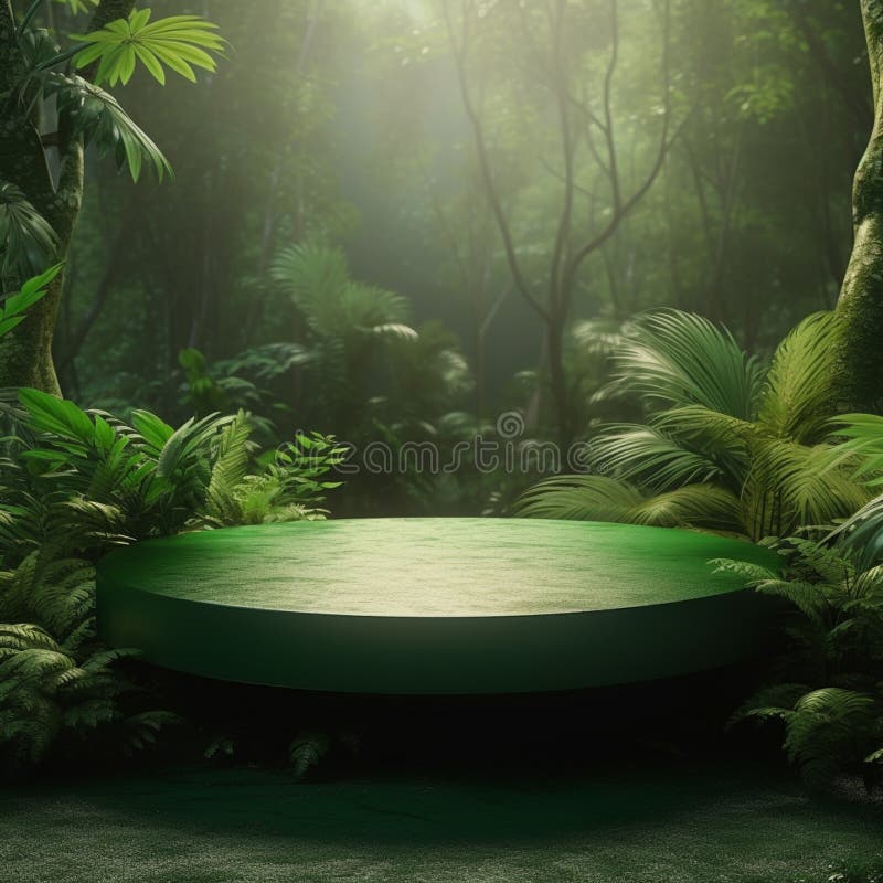 AI Generative Naturel product display background stage with blank podium pedestal vector illustration