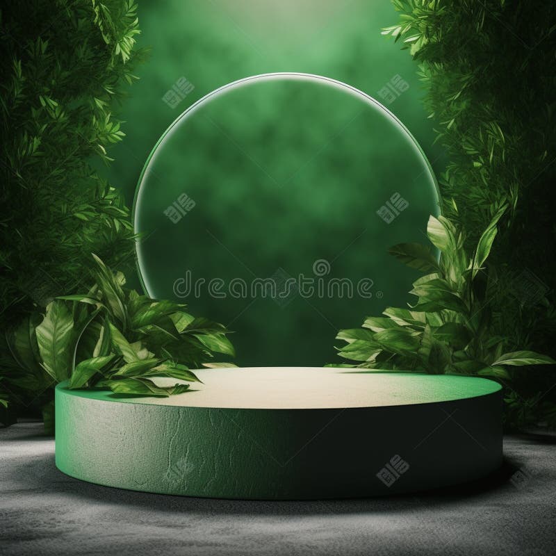 AI Generative Naturel product display background stage with blank podium pedestal stock illustration