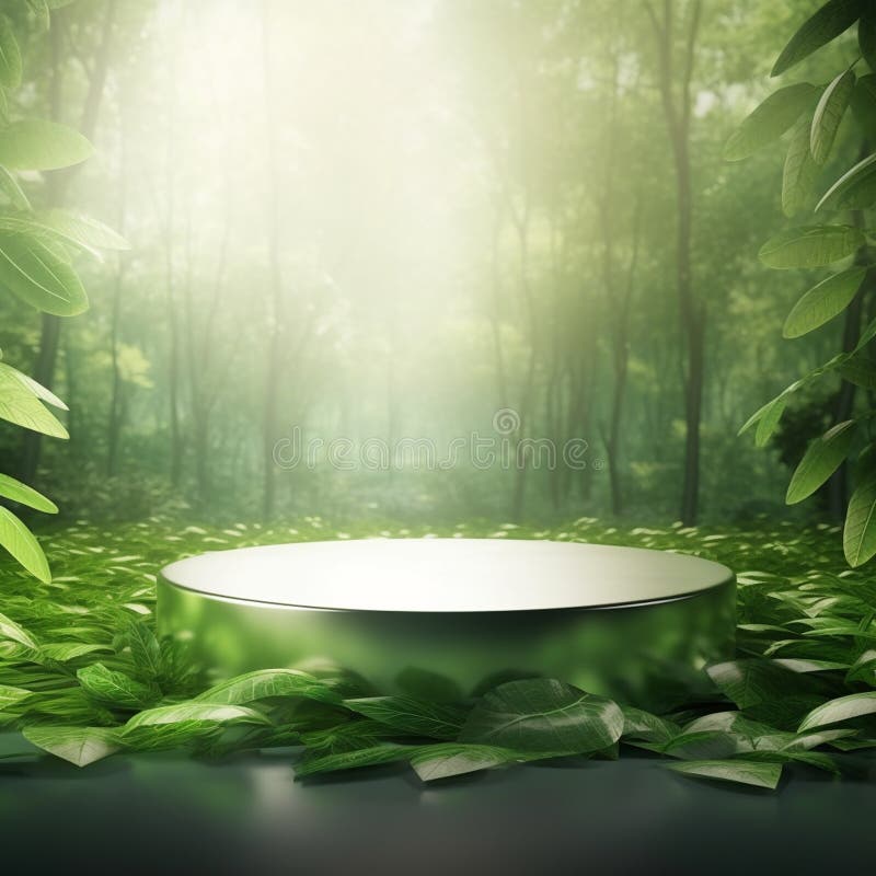 AI Generative Naturel product display background stage with blank podium pedestal vector illustration