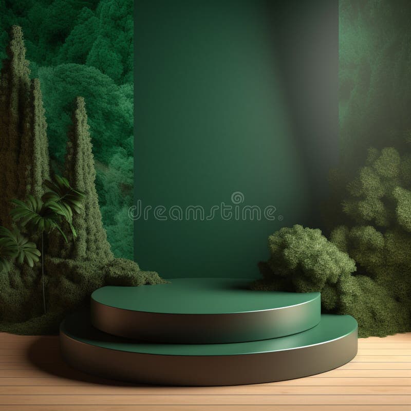 AI Generative Naturel product display background stage with blank podium pedestal royalty free illustration