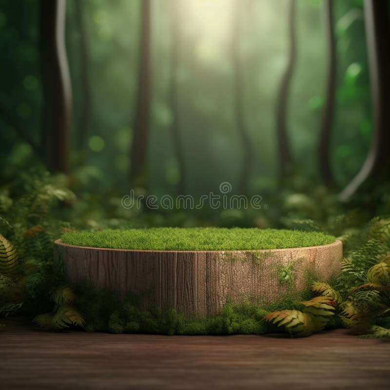 AI Generative Naturel product display background stage with blank podium pedestal stock illustration
