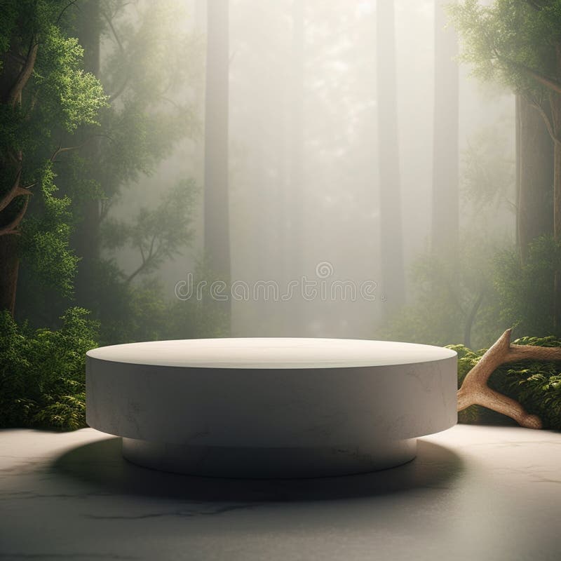 AI Generative Naturel product display background stage with blank podium pedestal stock illustration
