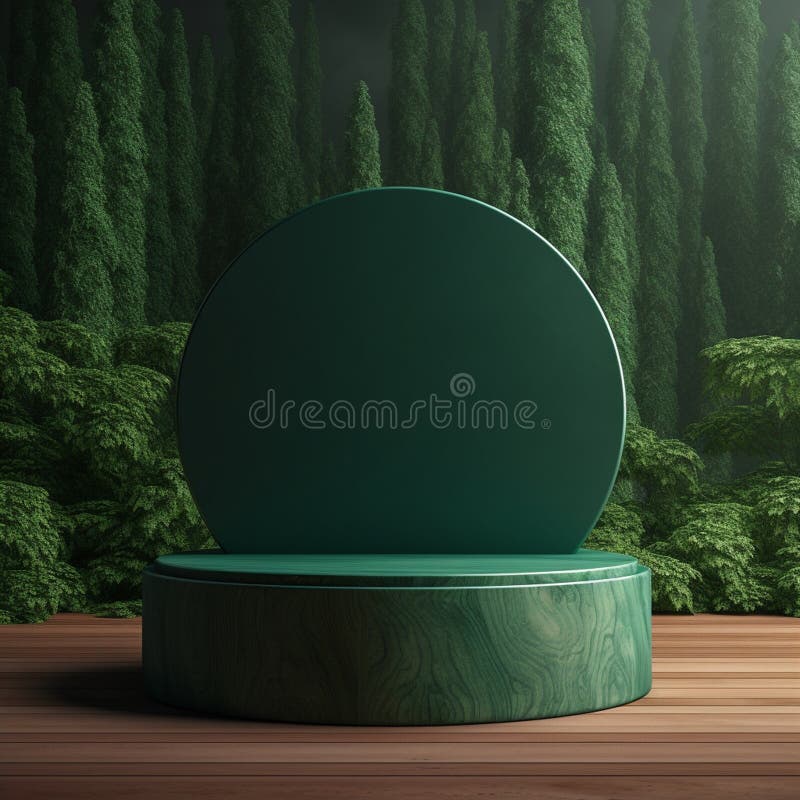 AI Generative Naturel product display background stage with blank podium pedestal stock illustration