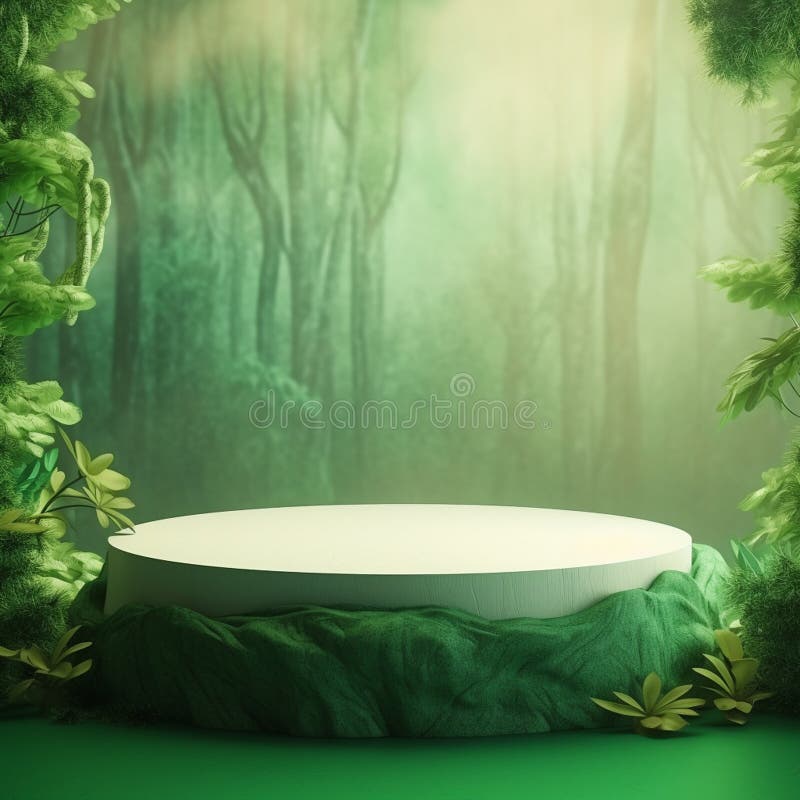AI Generative Naturel product display background stage with blank podium pedestal vector illustration