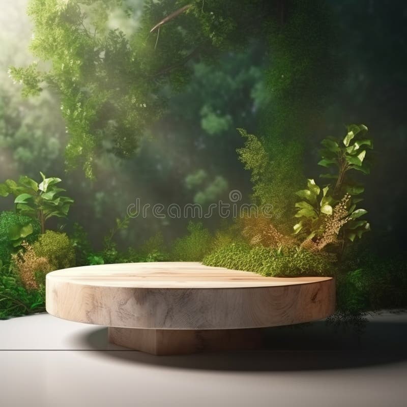AI Generative Naturel product display background stage with blank podium pedestal vector illustration
