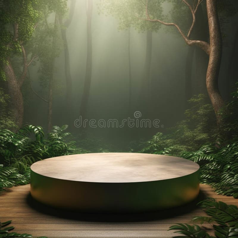 AI Generative Naturel product display background stage with blank podium pedestal stock illustration