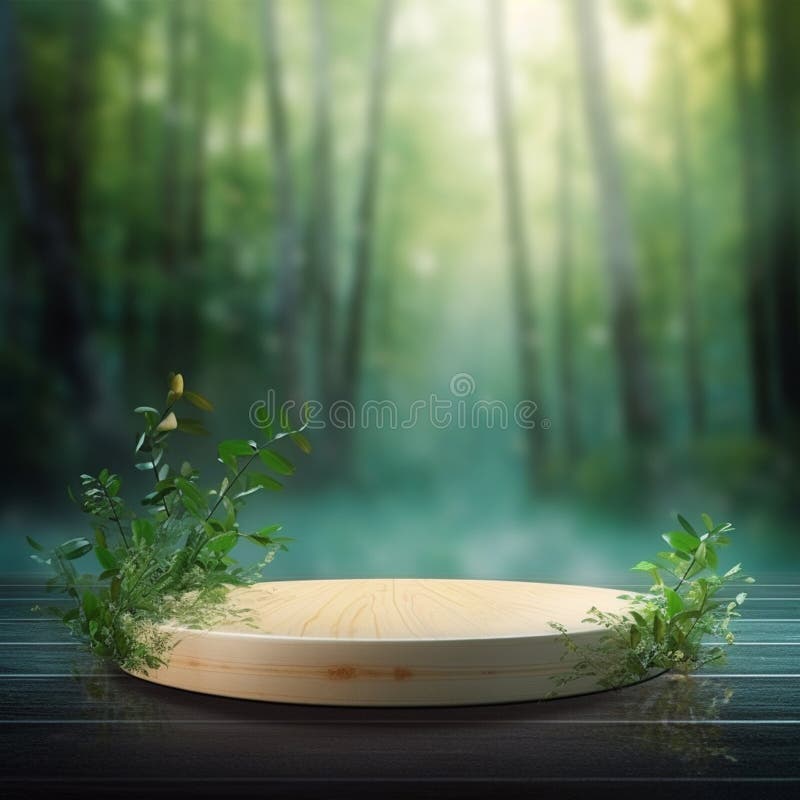 AI Generative Naturel product display background stage with blank podium pedestal vector illustration