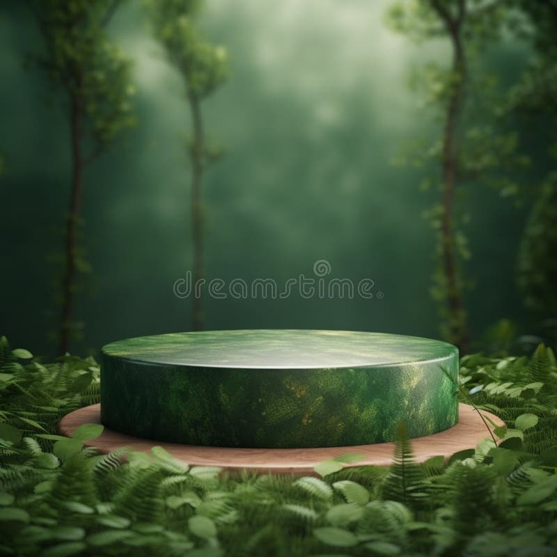 AI Generative Naturel product display background stage with blank podium pedestal stock illustration