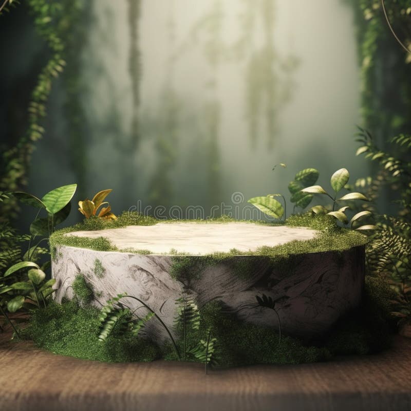 AI Generative Naturel product display background stage with blank podium pedestal vector illustration