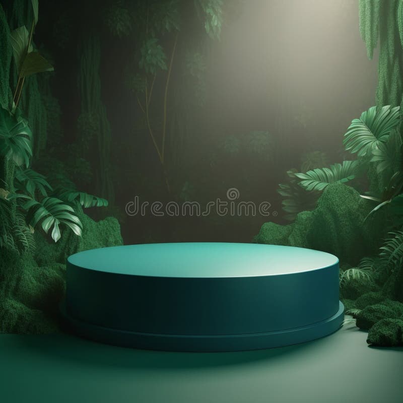 AI Generative Naturel product display background stage with blank podium pedestal stock illustration
