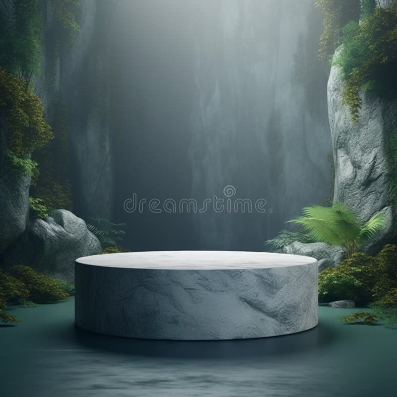 AI Generative Naturel product display background stage with blank podium pedestal vector illustration