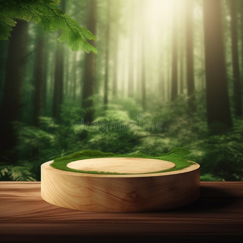AI Generative Naturel product display background stage with blank podium pedestal vector illustration